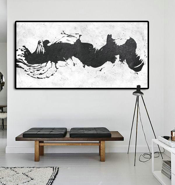 Original Art Acrylic Painting,Oversized Panoramic Minimal Art On Canvas - Artwork For Sale